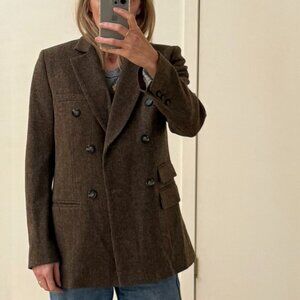 Beautiful Mr. K Women's Fall Blazer Wool Herringbone Brown Size Small
